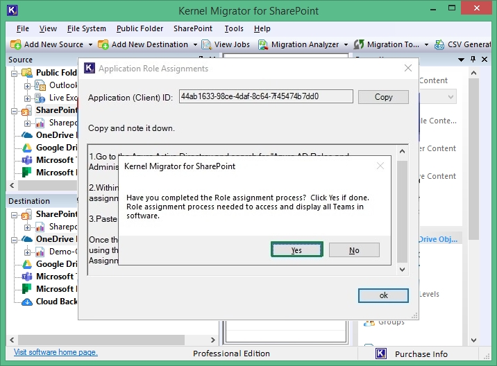 After Role Assignment, click Ok and then Click Yes if done.
