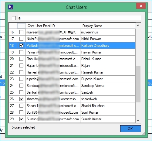 Mark the users from the list whose chat you want to backup