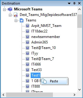 Choose a Team and click Paste