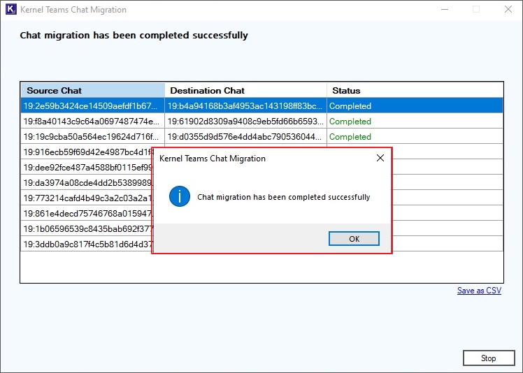 Chat migration has been completed successfully