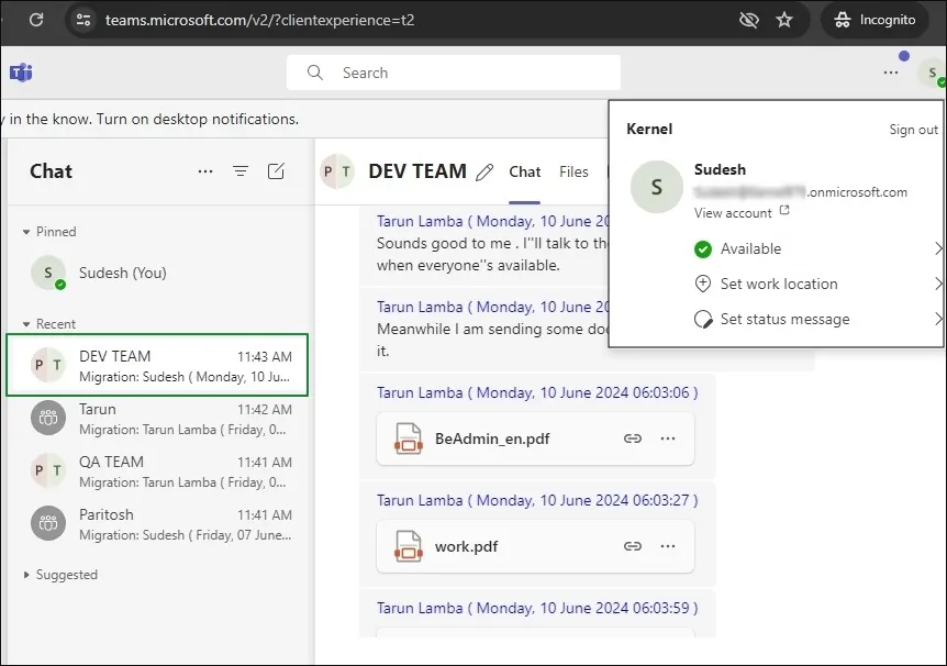 Check how looks like after migrating the chats
