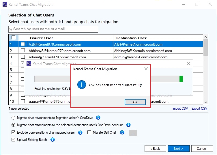  Click OK on the pop-up with the message