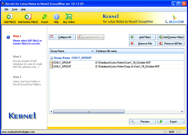 select or add GroupWise Mailbox