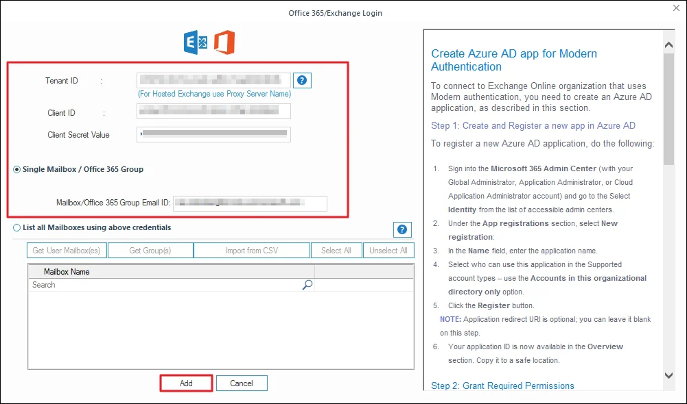 Provide the source credentials