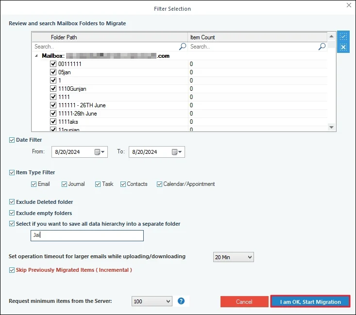 choose the filtering options as required