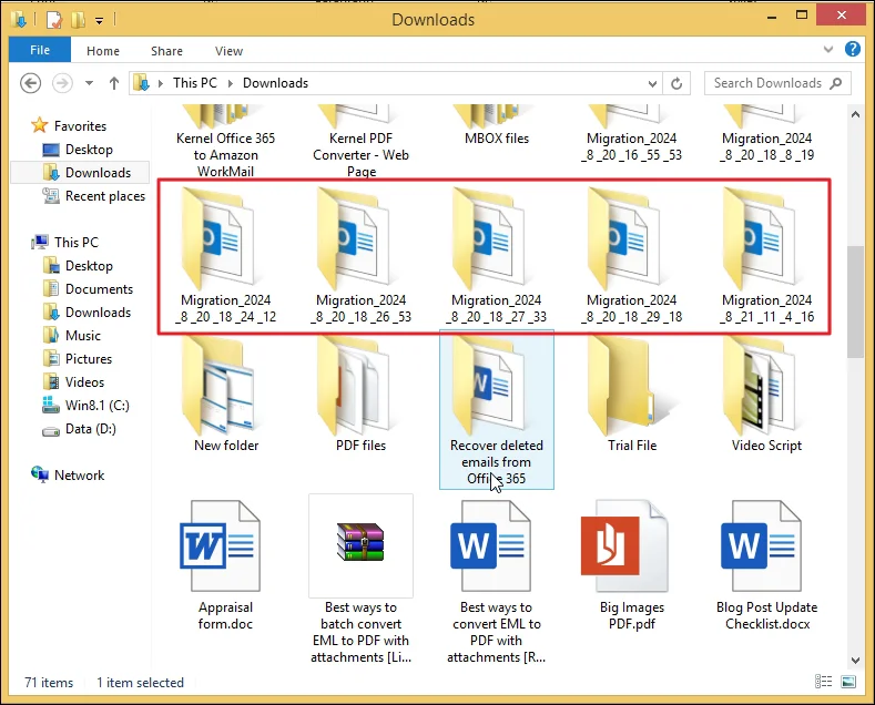 Access your migrated files from saving location