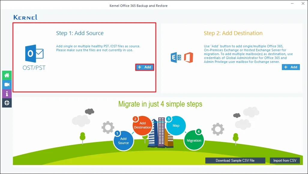 Add PST in Add Source section