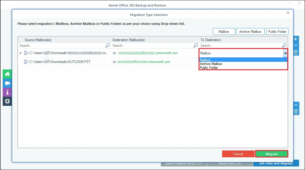 Select Mailbox type