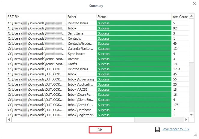 Click on OK to close the migration process