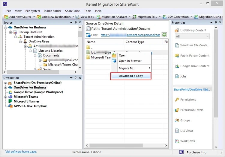 select folder to backup