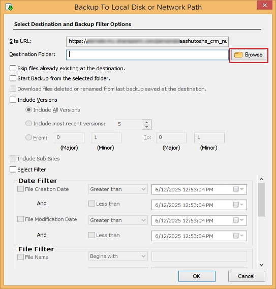 provide path to save onedrive backup