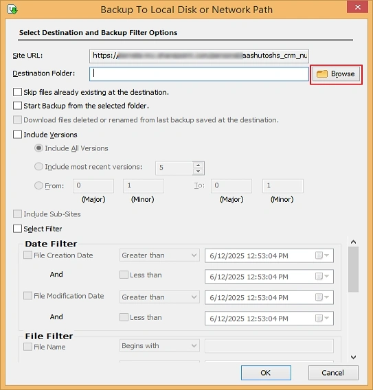 provide path to save onedrive backup