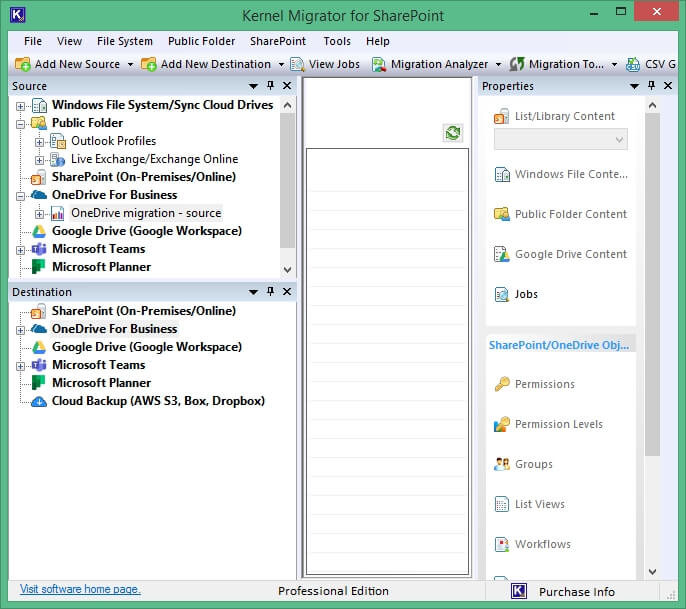 OneDrive for Business is connected in the source