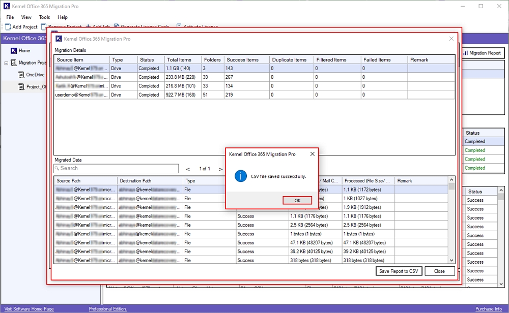 csv file saved successfully
