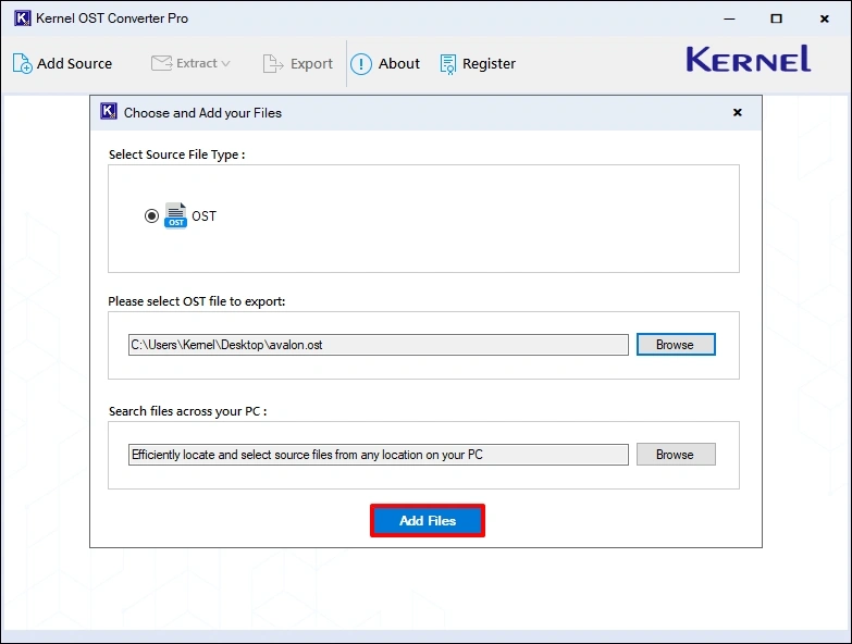 click add files button