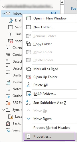 go to folder properties 