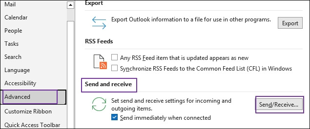 Send and Receive option