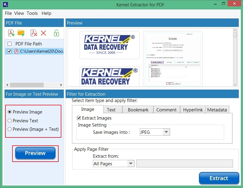 Preview Image and  click on Preview button