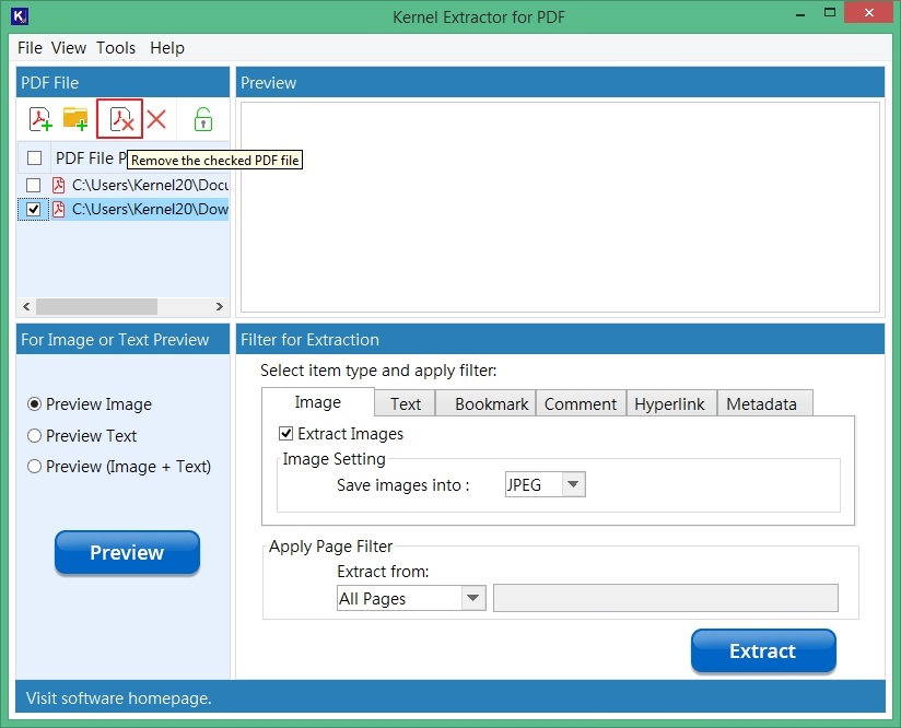 if want to remove a file, then click Remove button
