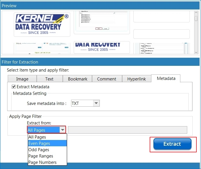 Apply Page Filter, if  want to extract one page from pdf 