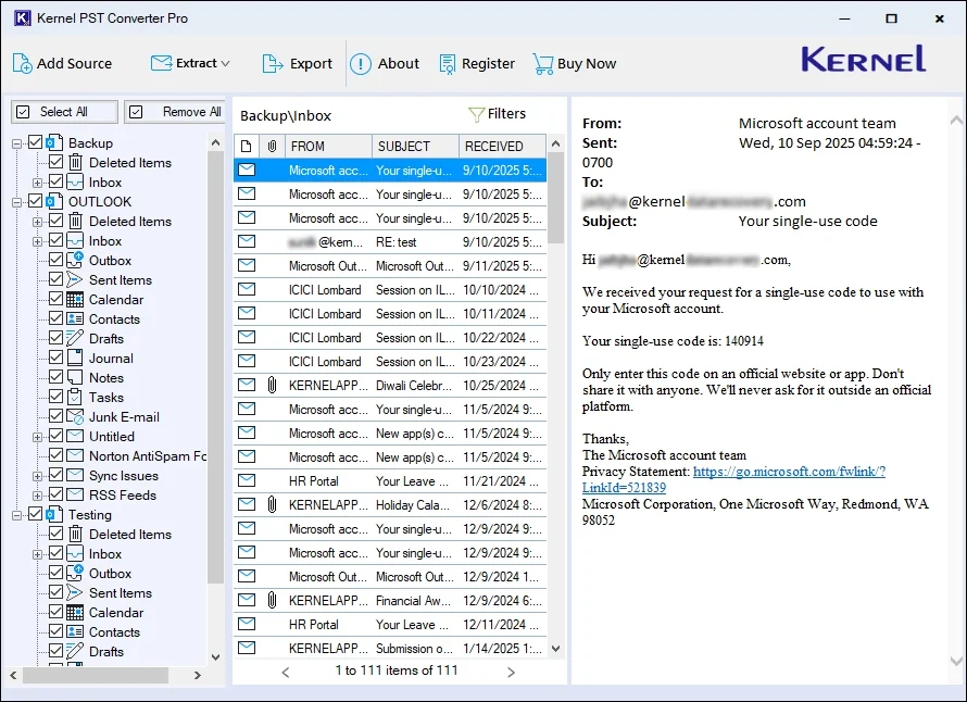 Software will list all the PST file