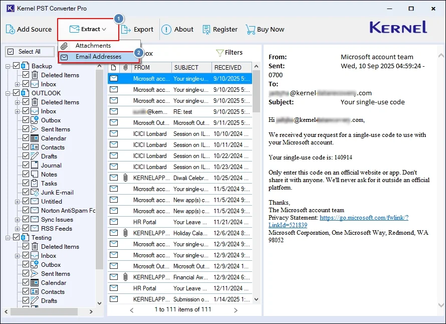 Choose Email Addresses