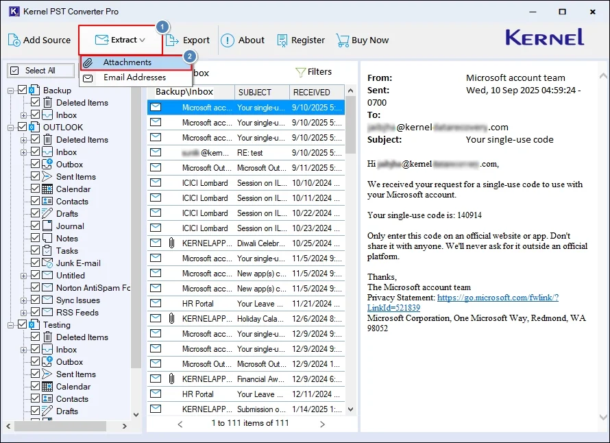 Access the specific PST file