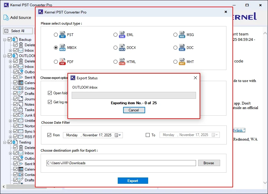 Software will start exporting data