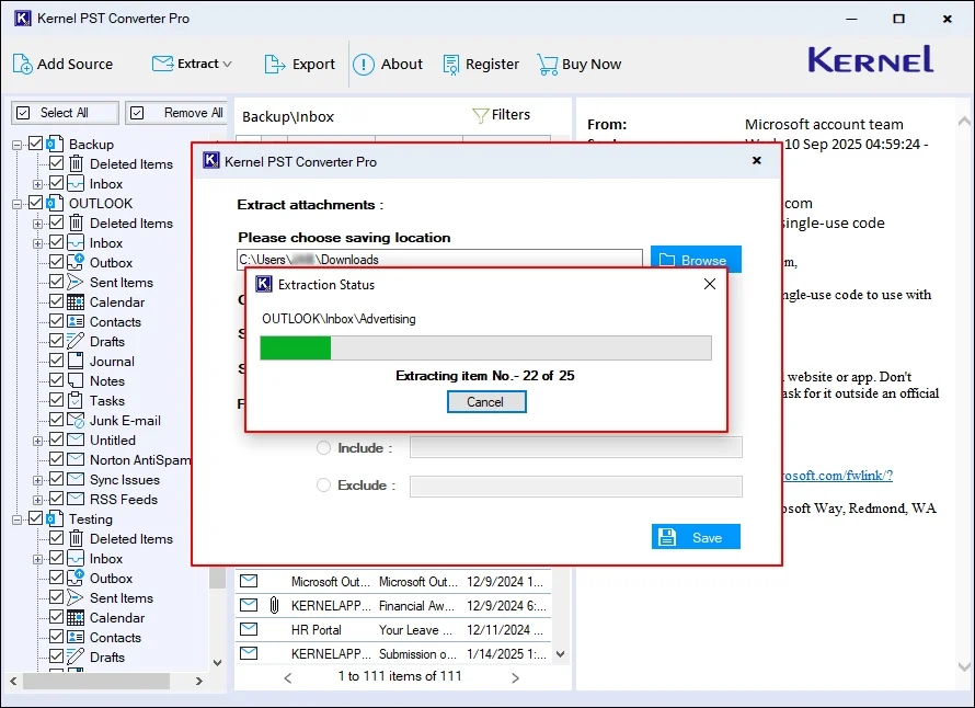 Start extracting attachments