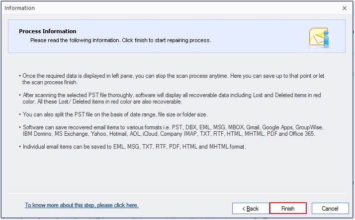 select pst files