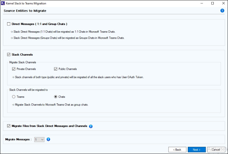 Direct Messages and Channels to include Teams and chat