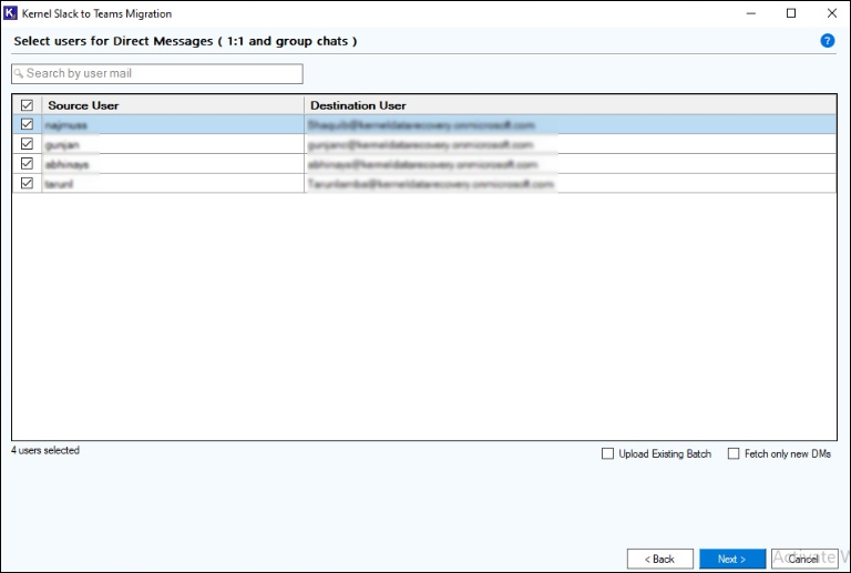 Select users for Direct Messages