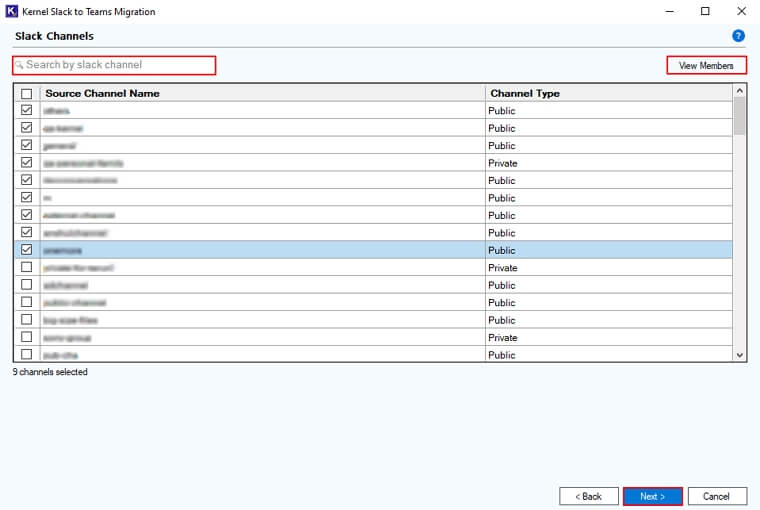Use Search box to find specific channel