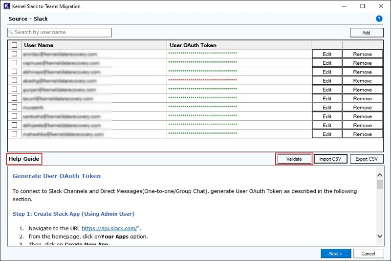 select CSV file containing