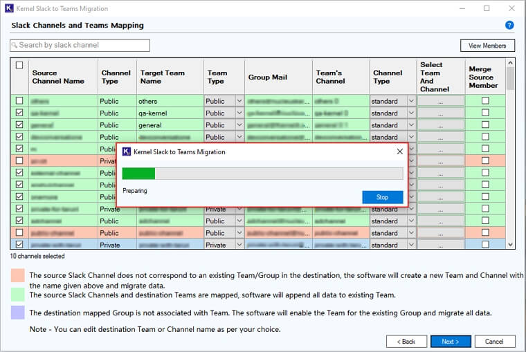 The software will start Preparing migration process