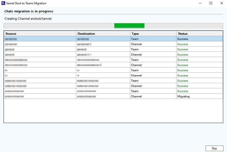 The software will start and show live migration process