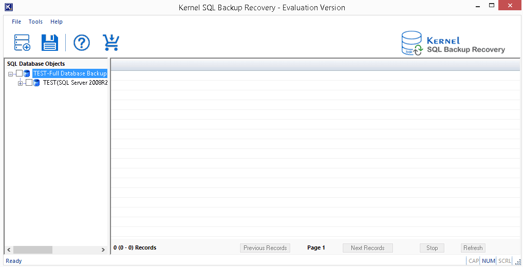 SQL BAK file content and objects listed