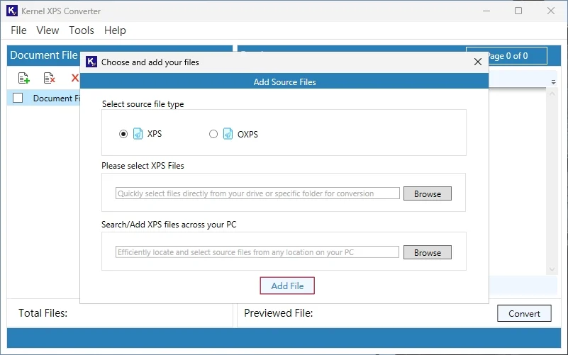 Click on add files button