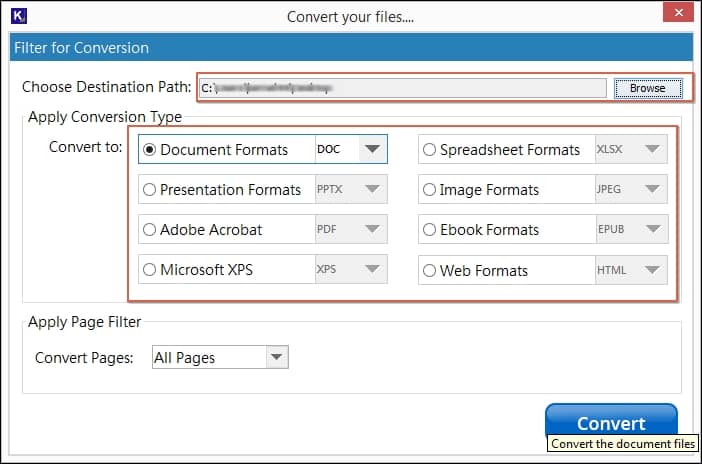 choose format to convert