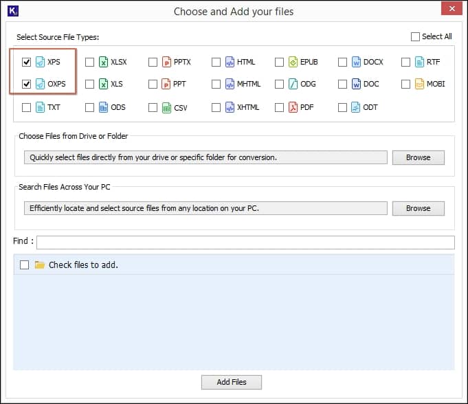 select xps files