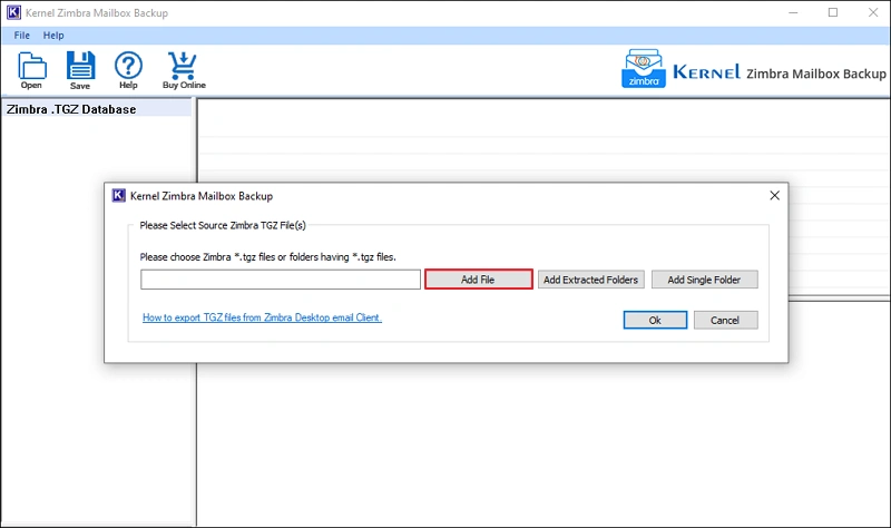 Zimbra mail backup home screen