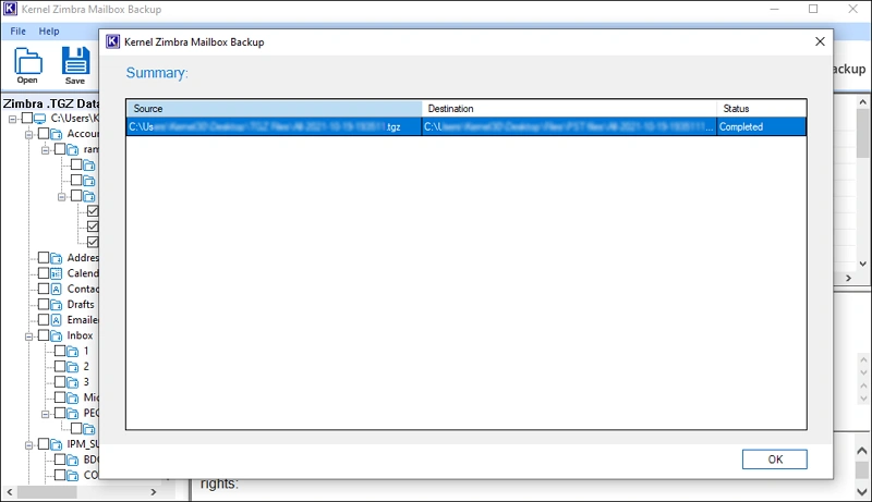 Zimbra Backup Completed