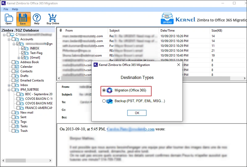 Select the Migration (Office 365)