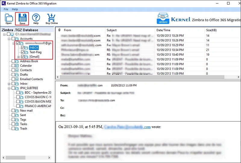 Select .tgz folders to migrate