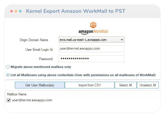 Kernel Export Amazon WorkMail to PST