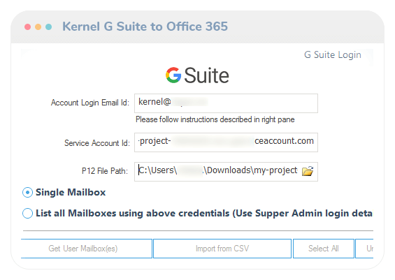Kernel G Suite to Office 365 Pulgar