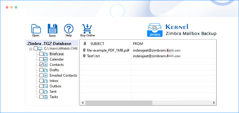 Kernel Zimbra Mailbox Backup