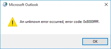 Outlook error code 0x8000ffff