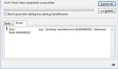 Unknown Error 0x80040201
