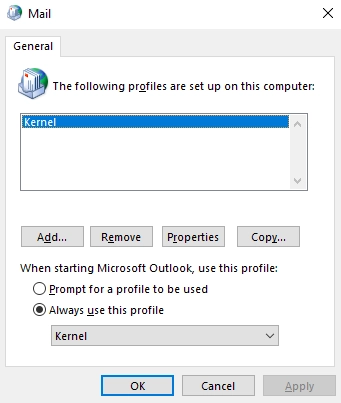 Select the current default profile
